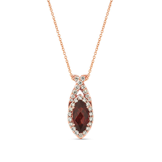 Le Vian Marquise Pomegranate Garnet & 1/2 ct. tw. Nude Diamond Pendant in 14K Strawberry Gold