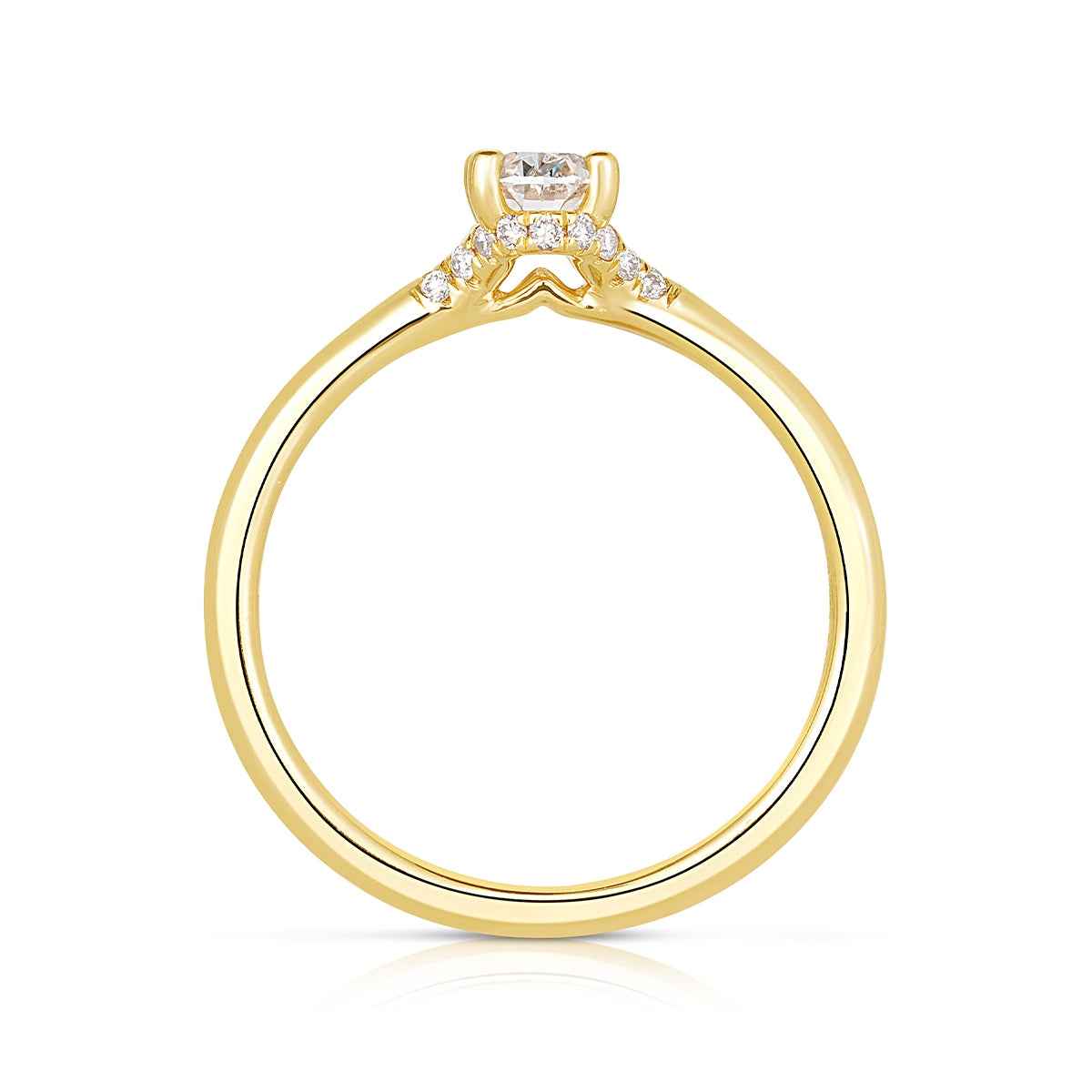 Natural 5/8 ct. tw. Oval Diamond Hidden Halo Engagement Ring in 14K Yellow Gold front view