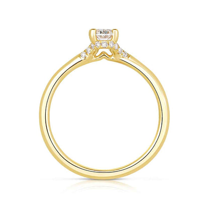 Natural 5/8 ct. tw. Oval Diamond Hidden Halo Engagement Ring in 14K Yellow Gold front view
