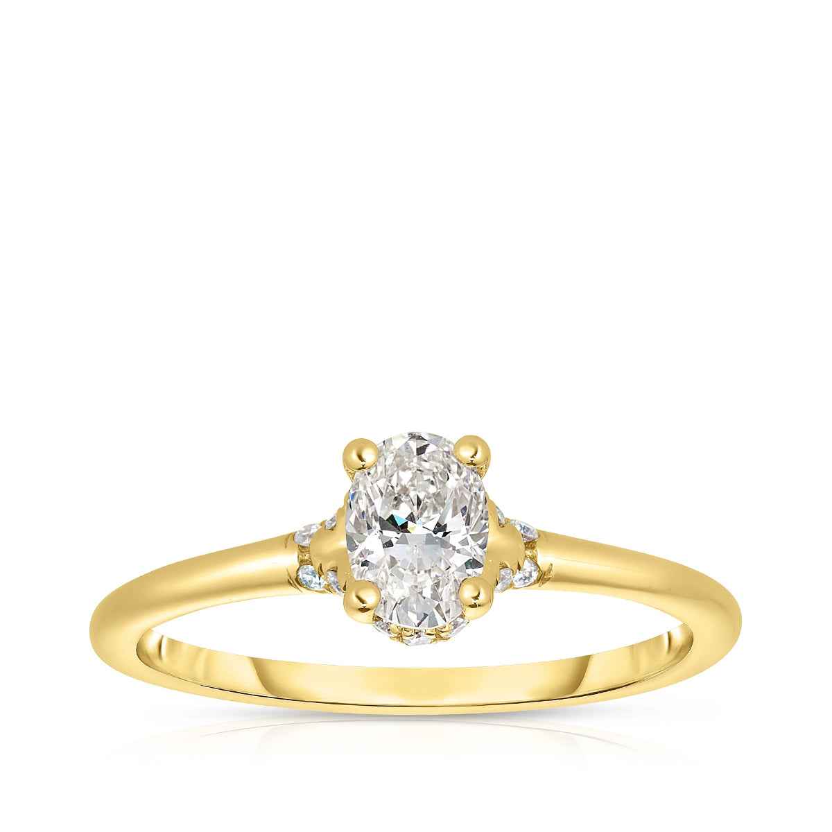 Natural 5/8 ct. tw. Oval Diamond Hidden Halo Engagement Ring in 14K Yellow Gold