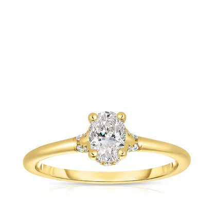Natural 5/8 ct. tw. Oval Diamond Hidden Halo Engagement Ring in 14K Yellow Gold