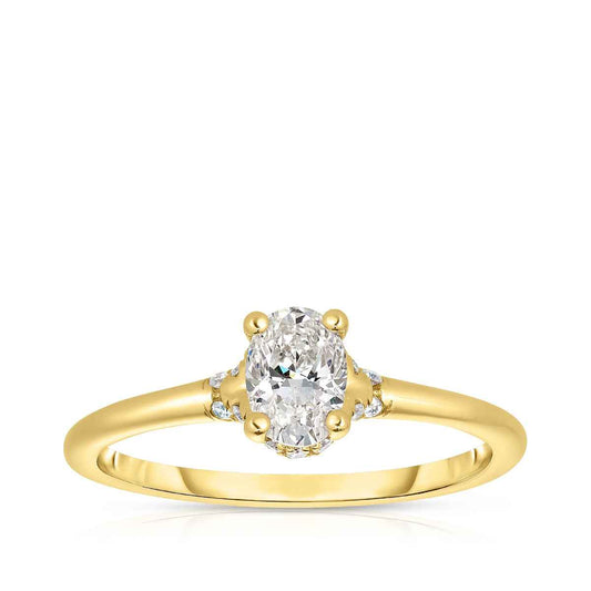 Natural 5/8 ct. tw. Oval Diamond Hidden Halo Engagement Ring in 14K Yellow Gold