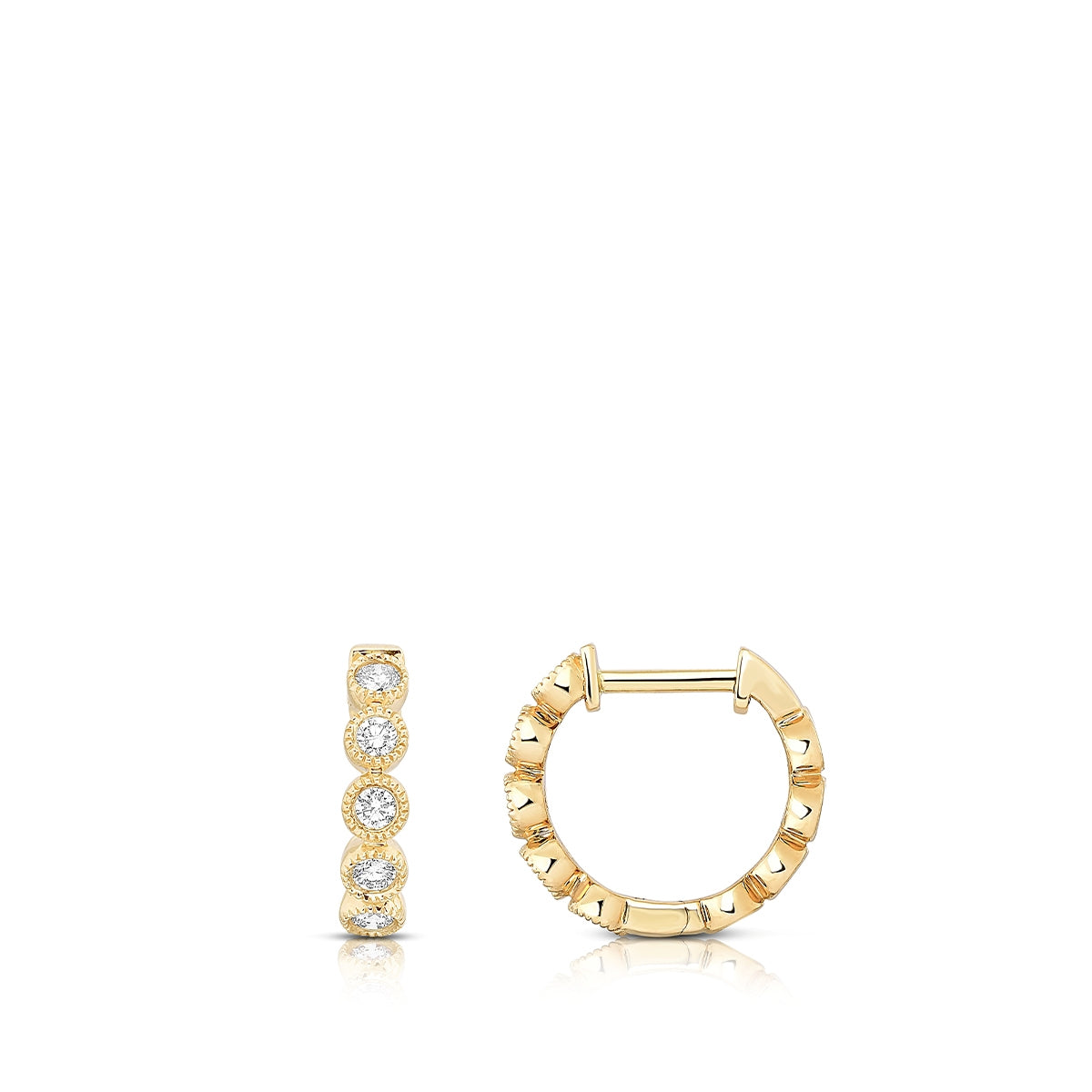 3/8 ct. tw. Diamond Scalloped Hoop Earrings in 14K Yellow Gold