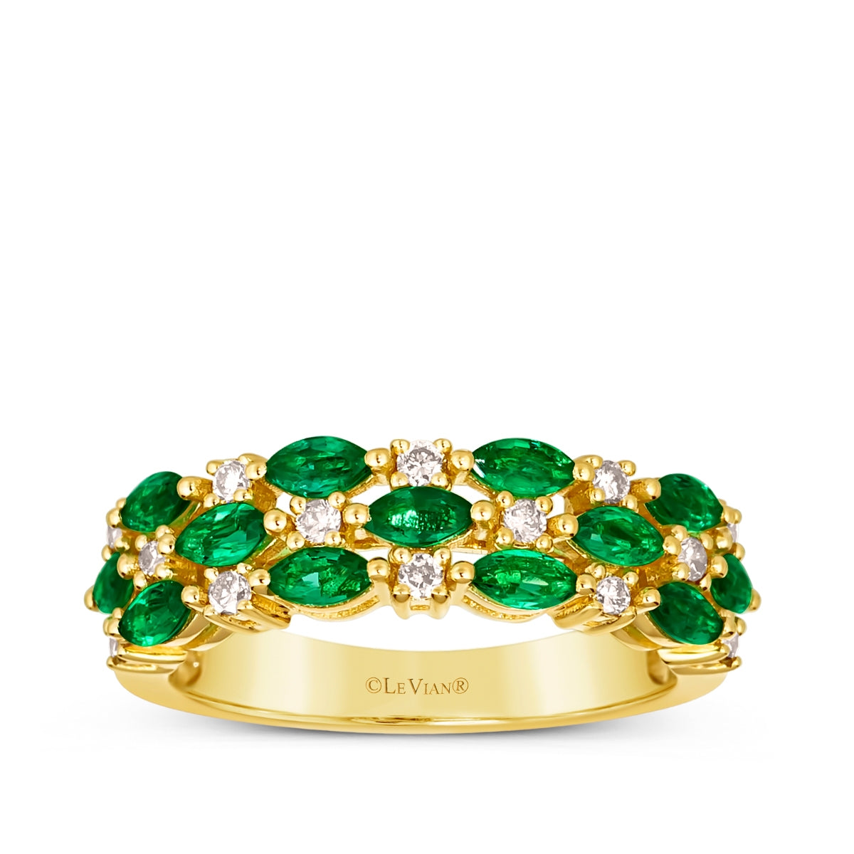 Marquise Emerald & 1/4 ct. tw. Nude Diamond Ring in 14K Honey Gold