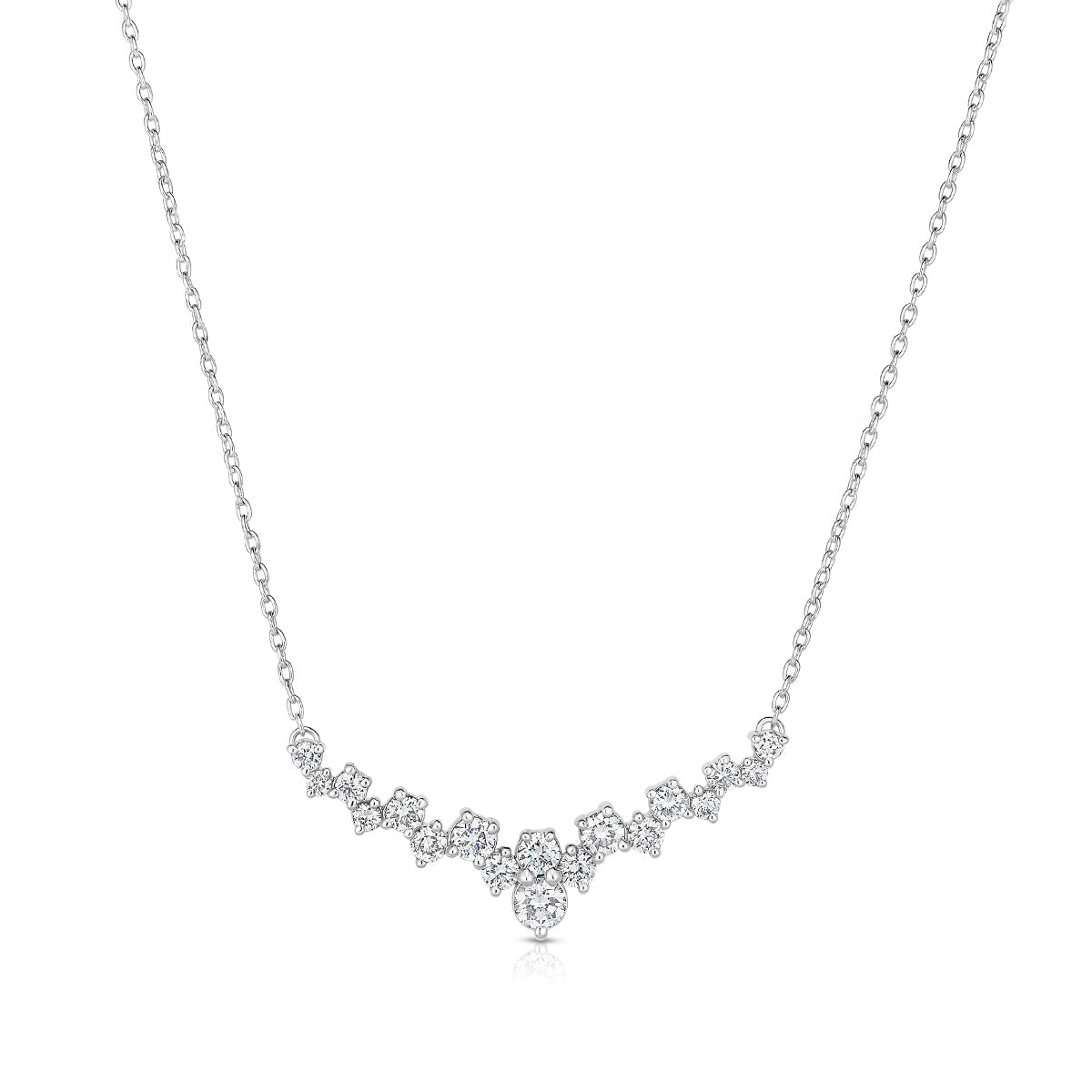 1/2 ct. tw. Diamond Staggered Necklace in 14K White Gold