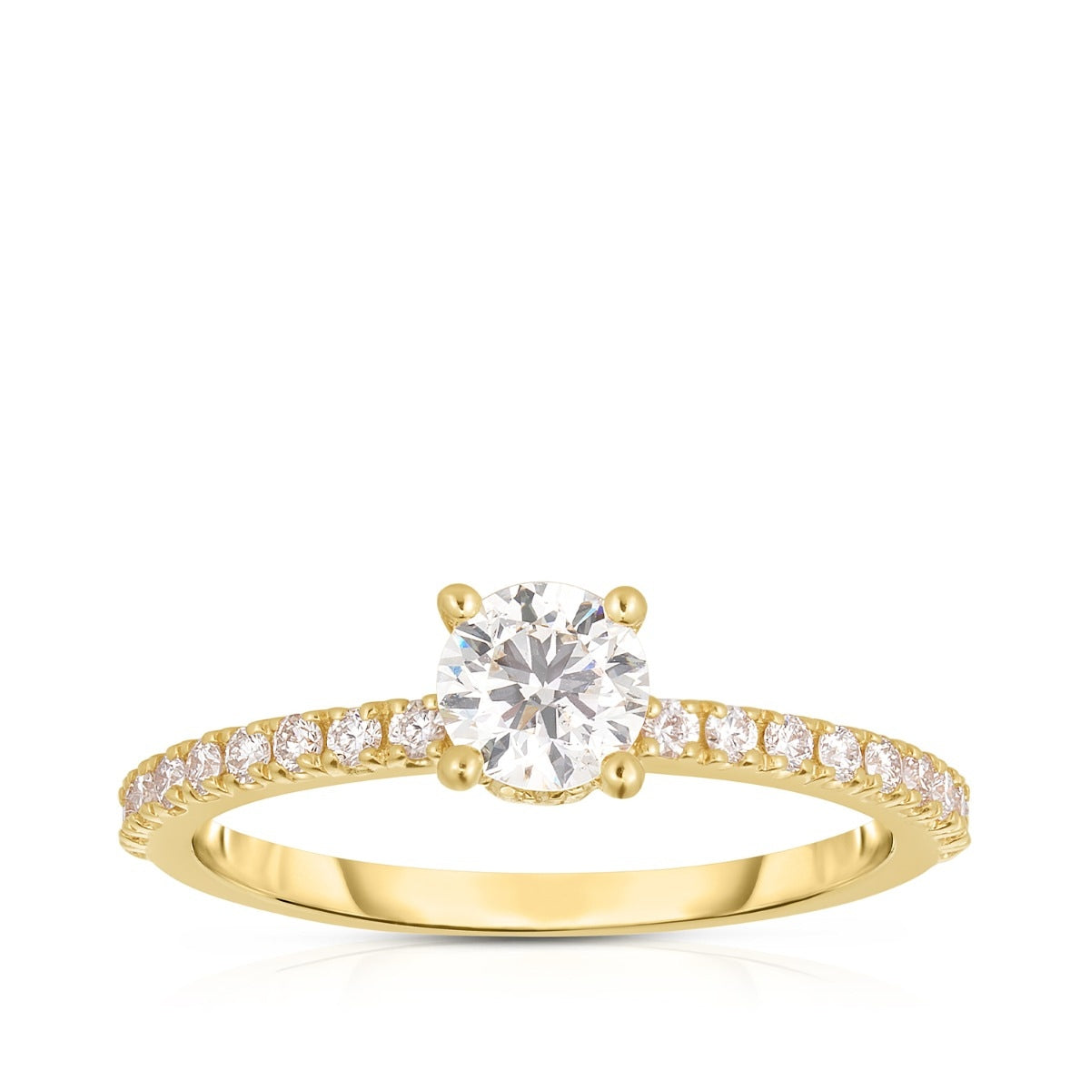 Natural 7/8 ct. tw. Round Brilliant Diamond Engagement Ring in 14K Yellow Gold