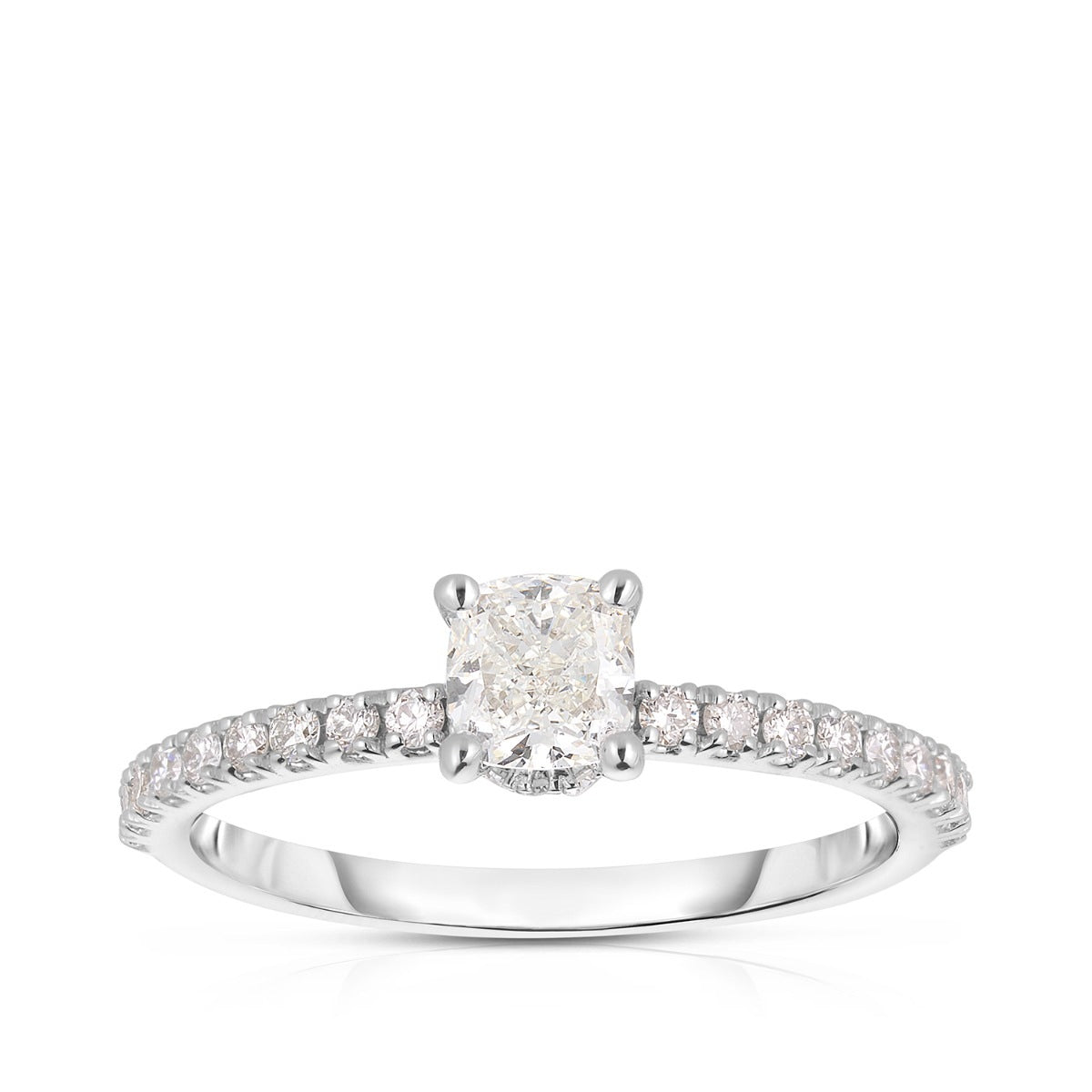 Natural 7/8 ct. tw. Round Brilliant Diamond Engagement Ring in 14K White Gold