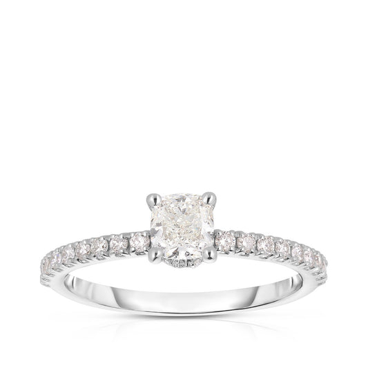 Natural 7/8 ct. tw. Round Brilliant Diamond Engagement Ring in 14K White Gold