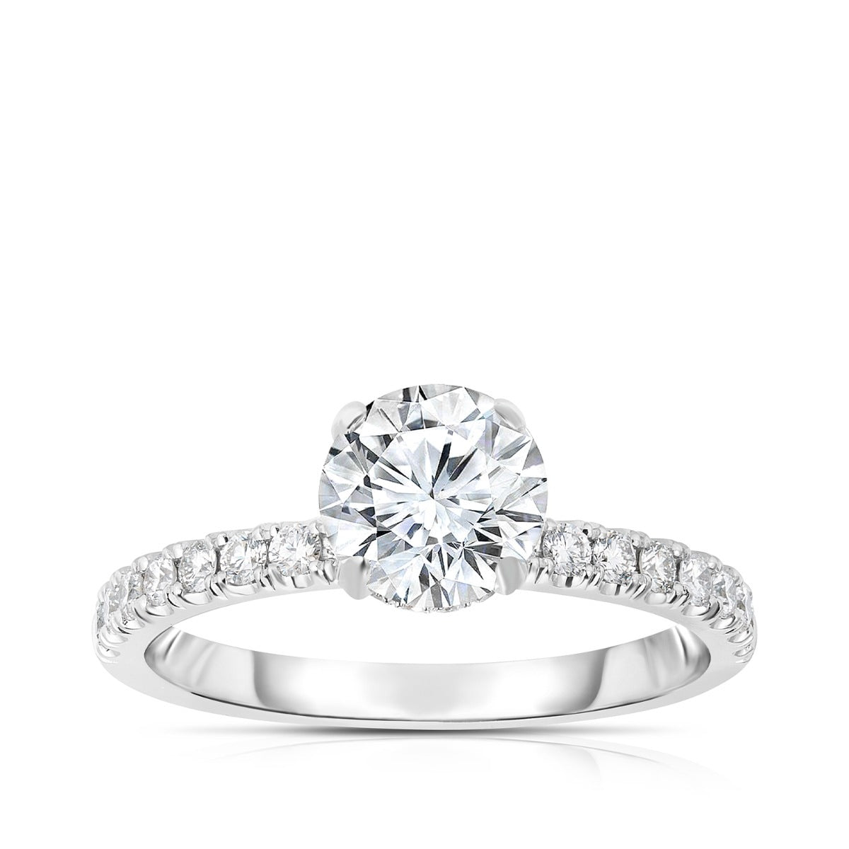 Natural 1-1/10 ct. tw. Round Brilliant Diamond Engagement Ring in 14K White Gold