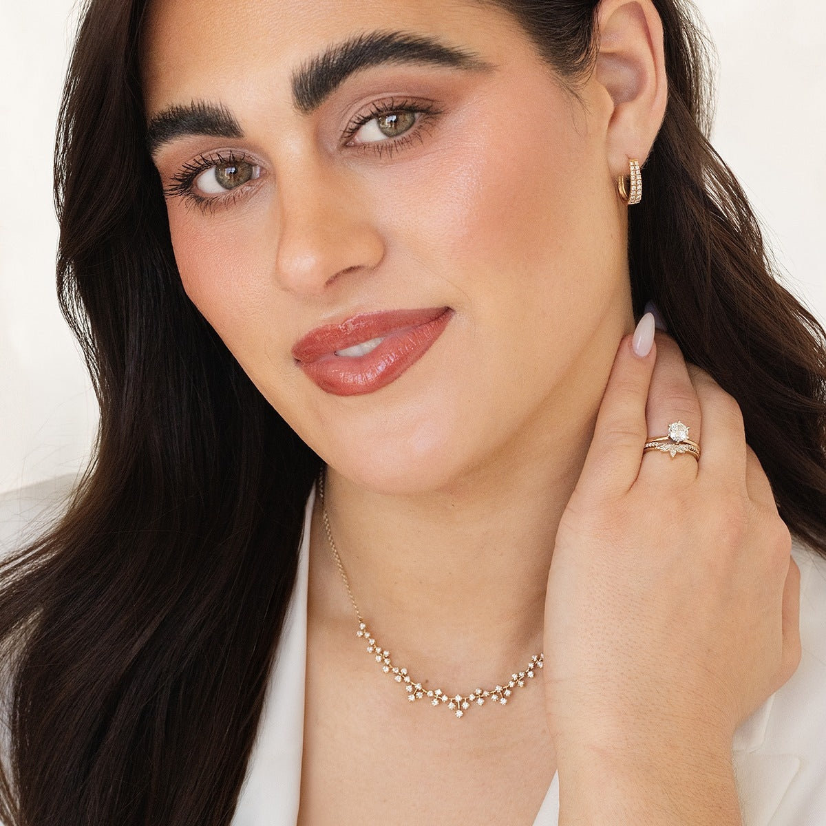 1 ct. tw. Diamond Staggered Necklace in 14K Yellow Gold front view