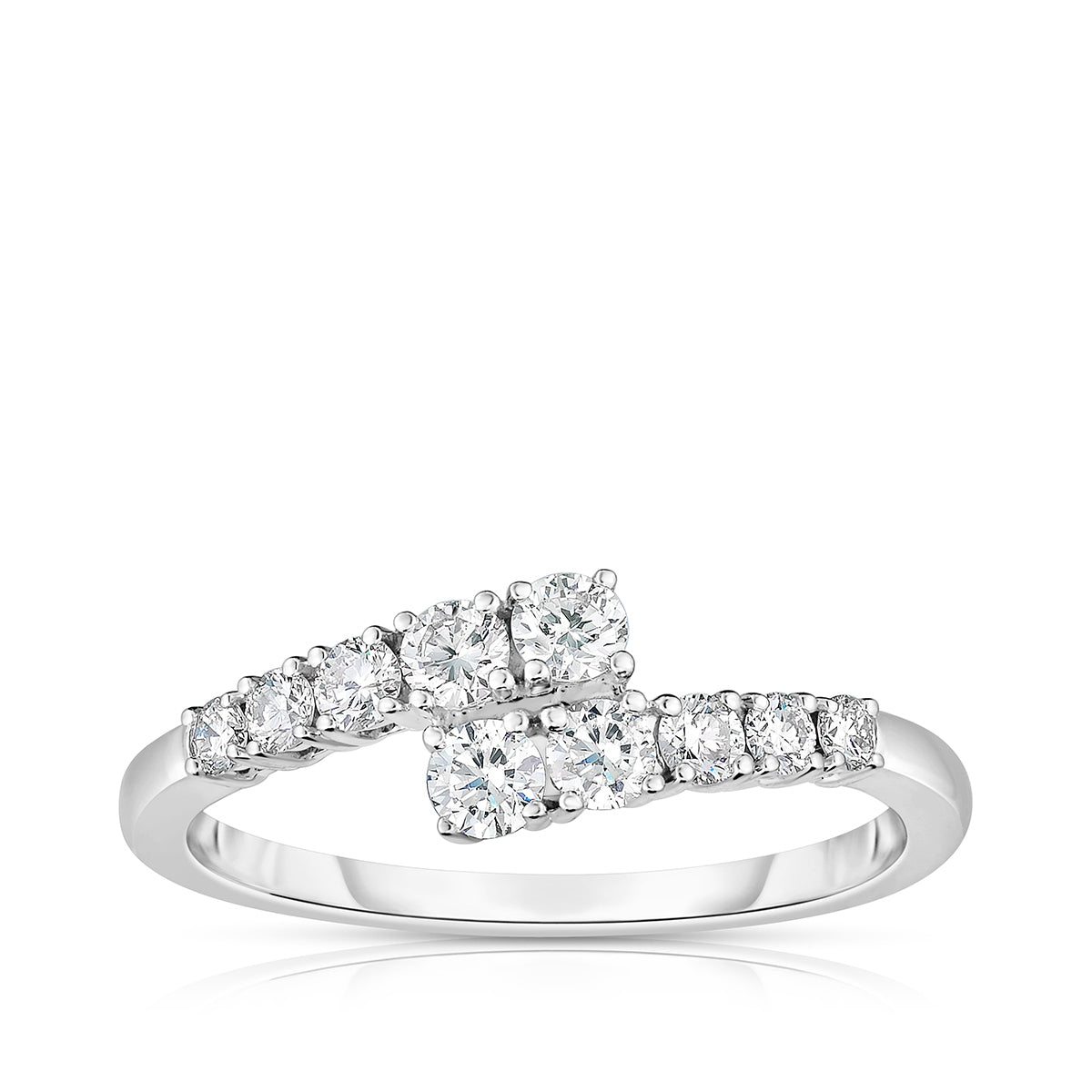 1/2 ct. tw. Diamond Bypass Ring in 14K White Gold
