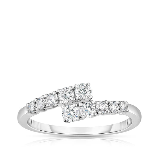 1/2 ct. tw. Diamond Bypass Ring in 14K White Gold