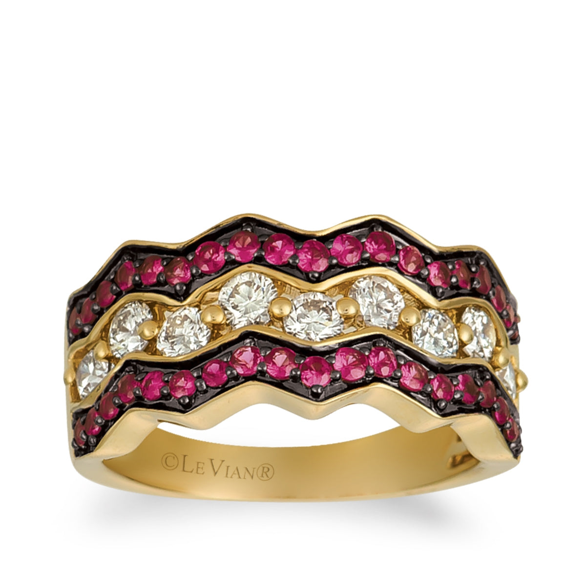 Le Vian Passion Ruby & 3/4 ct. tw. Nude Diamond Multi Row Ring in 14K Honey Gold