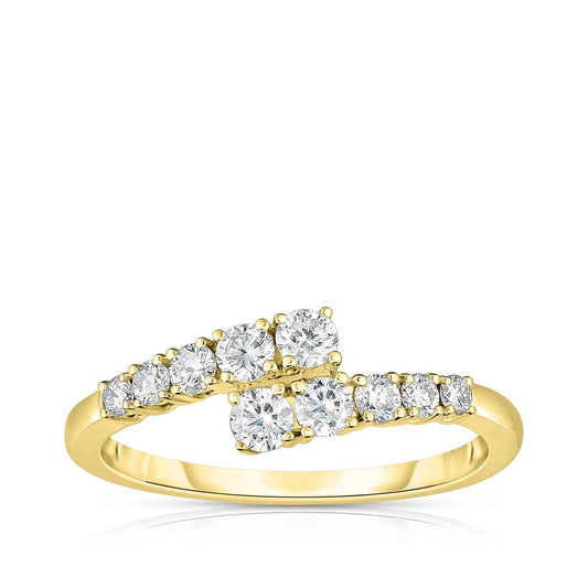 1/2 ct. tw. Diamond Graduated Bypass Ring in 14K Yellow Gold