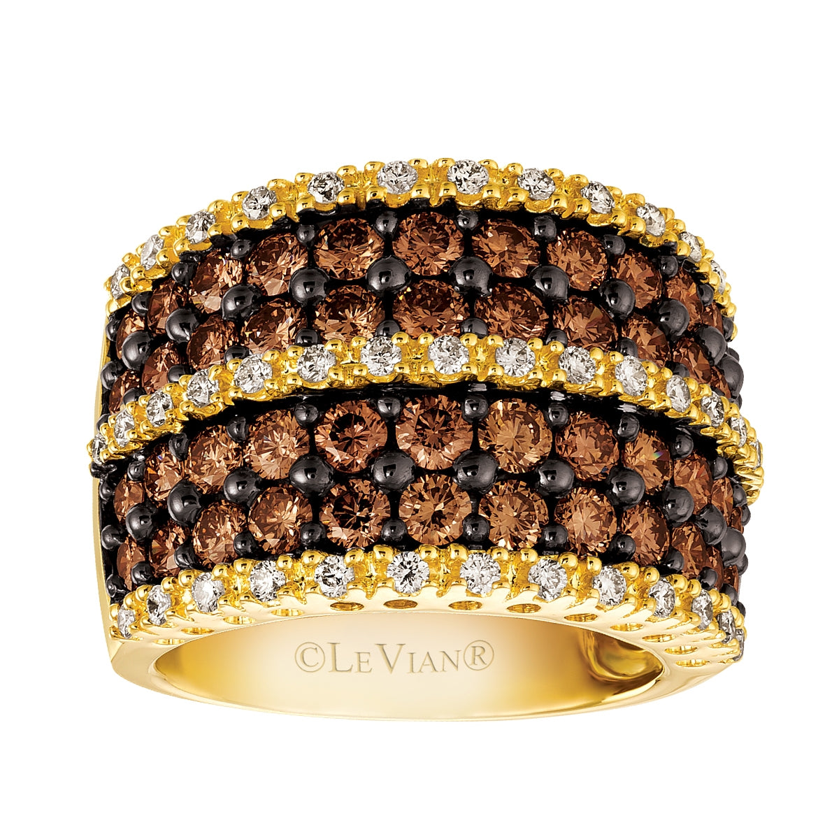 Le Vian 3 ct. tw. Chocolate & Vanilla Diamond Multi-Row Ring in 14K Honey Gold