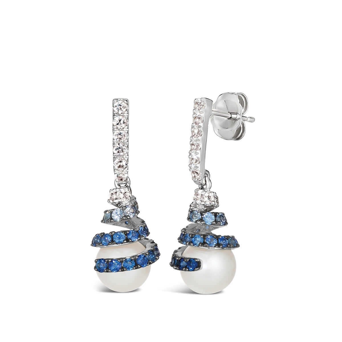 Le Vian Cultured Freshwater Pearl & Sapphire Denim Ombre Dangle Earrings in 14K Vanilla Gold