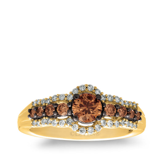 Le Vian 7/8 ct. tw. Round Chocolate & Vanilla Diamond Ring in 14K Honey Gold