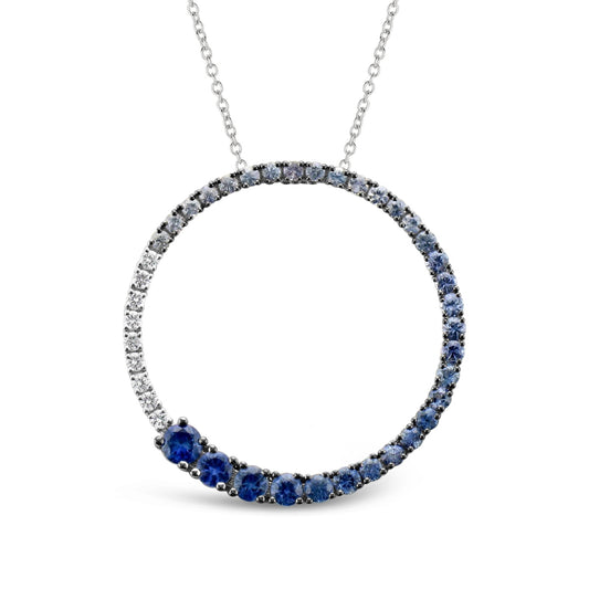 Le Vian Sapphire Denim Ombre Circle Necklace in 14K Vanilla Gold