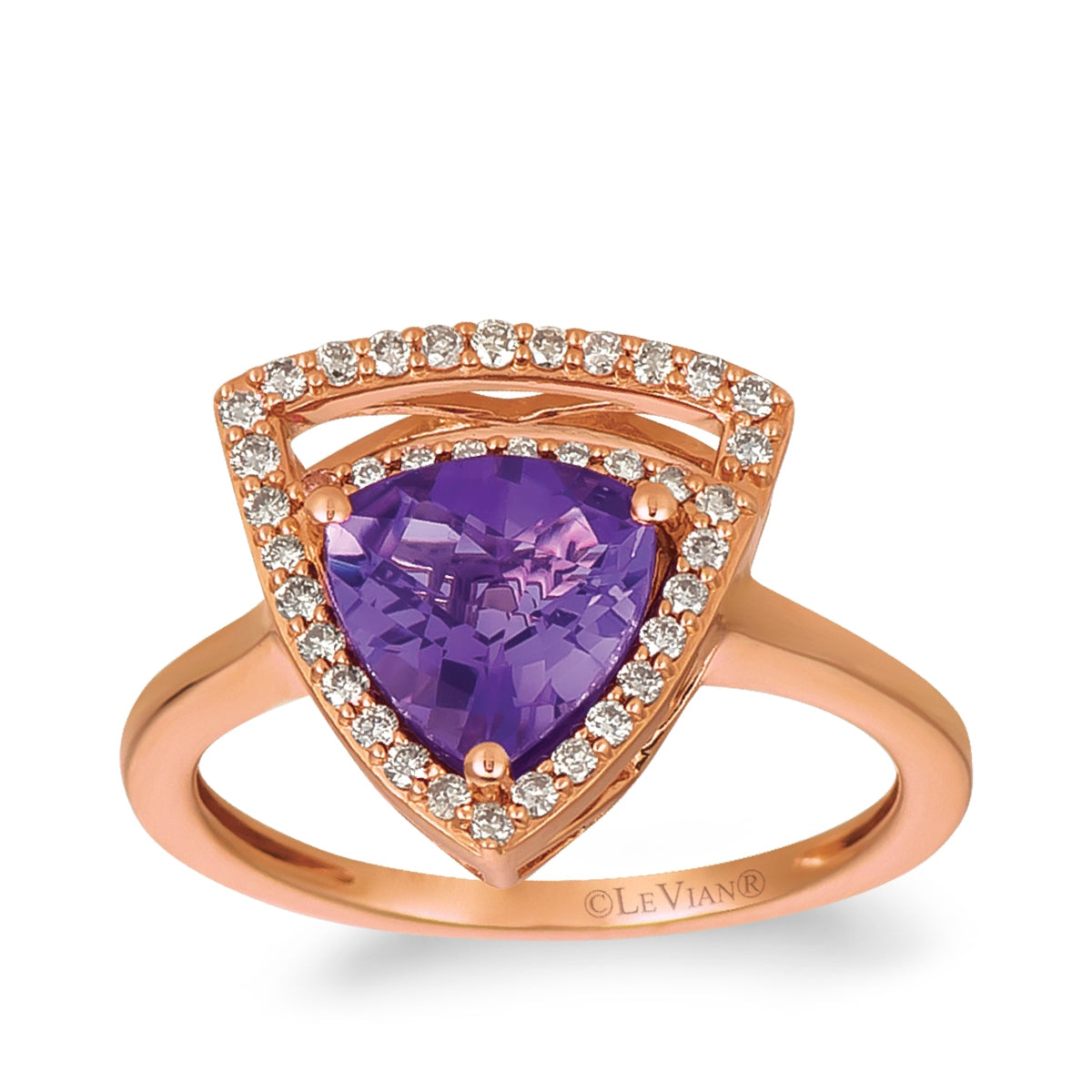 Le Vian Trillion Grape Amethyst & 1/4 ct. tw. Nude Diamond Freeform Halo Ring in 14K Strawberry Gold
