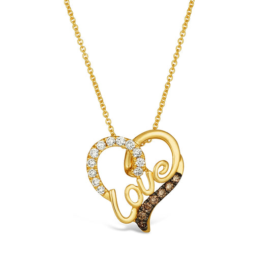 Le Vian 1/3 ct. tw. Chocolate & Nude Diamond Love Heart Pendant in 14K Honey Gold