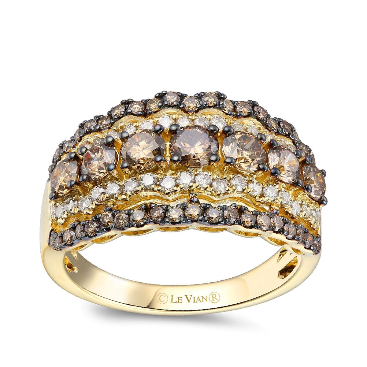 Le Vian 1-5/8 ct. tw. Chocolate & Nude Diamond Multi-Row Ring in 14K Honey Gold