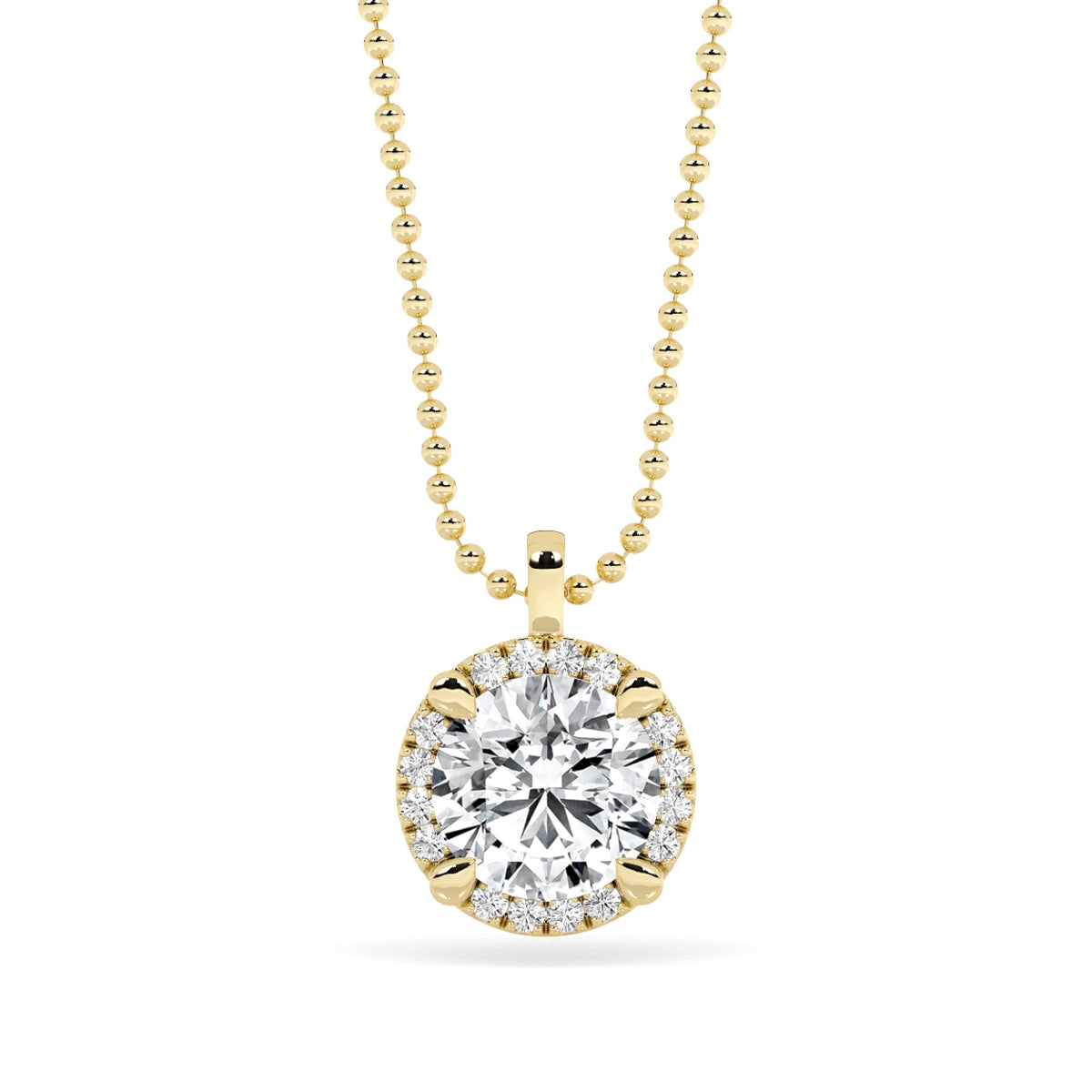 Above Love Star 1-7/8 ct. tw. Lab-Grown Round Brilliant Diamond Halo Pendant in 14K Yellow Gold