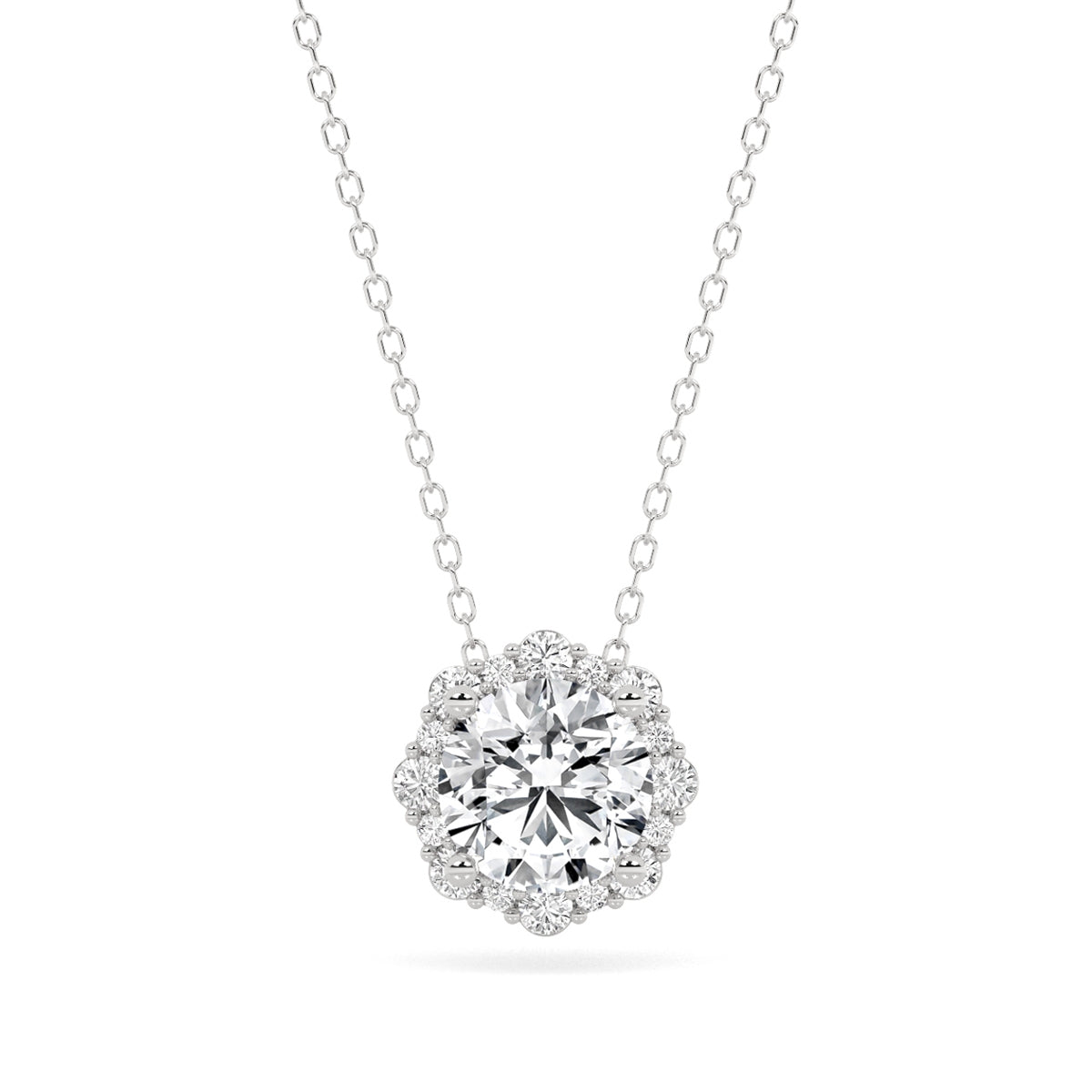 Above Love Star 1-1/3 ct. tw. Lab-Grown Round Brilliant Diamond Scalloped Halo Pendant in 14K White Gold