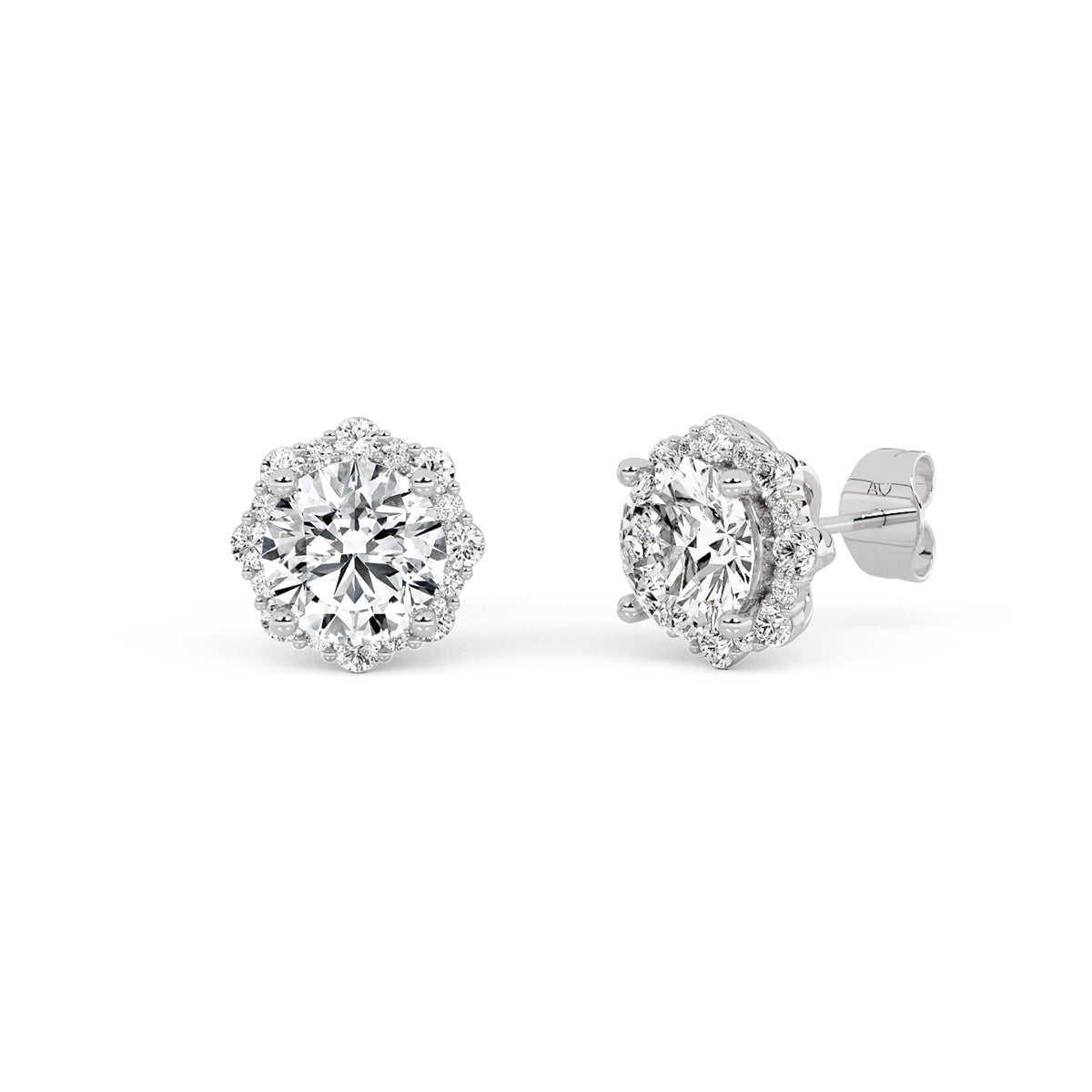 Above Love Star 1-9/10 ct. tw. Lab-Grown Round Brilliant Diamond Scalloped Halo Earrings in 14K White Gold