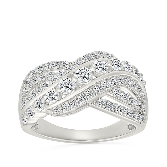Adamante 1 ct. tw. Lab-Grown Diamond Crossover Ring in 10K White Gold