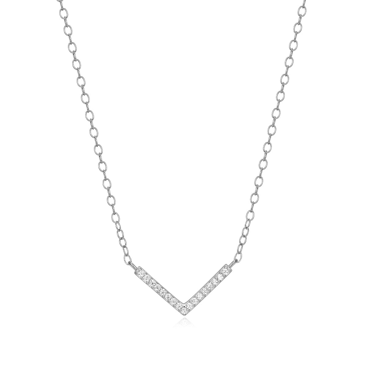 M by Monte Luna Lab-Grown Diamond Accent Chevron Necklace in Sterling Silver
