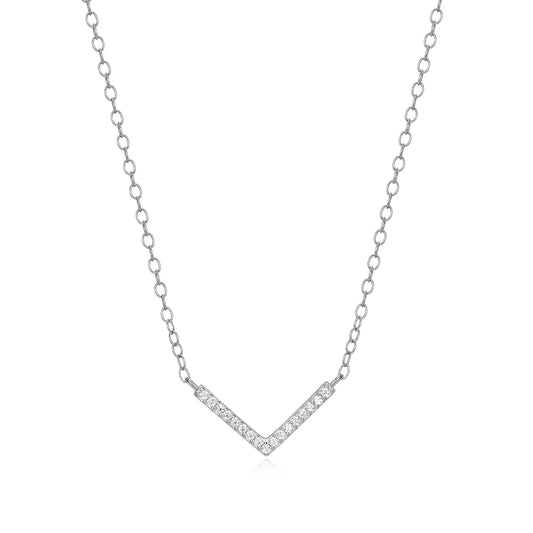 M by Monte Luna Lab-Grown Diamond Accent Chevron Necklace in Sterling Silver