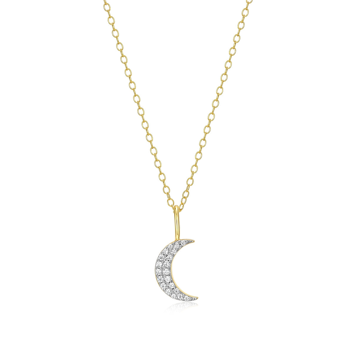 M by Monte Luna 1/10 ct. tw. Lab-Grown Diamond Moon Pendant in 14K Yellow Gold Plated Sterling Silver