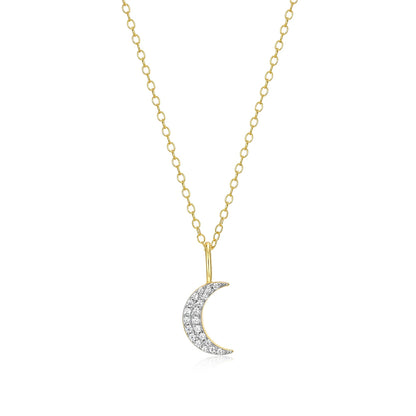 M by Monte Luna 1/10 ct. tw. Lab-Grown Diamond Moon Pendant in 14K Yellow Gold Plated Sterling Silver