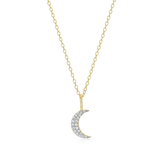 M by Monte Luna 1/10 ct. tw. Lab-Grown Diamond Moon Pendant in 14K Yellow Gold Plated Sterling Silver