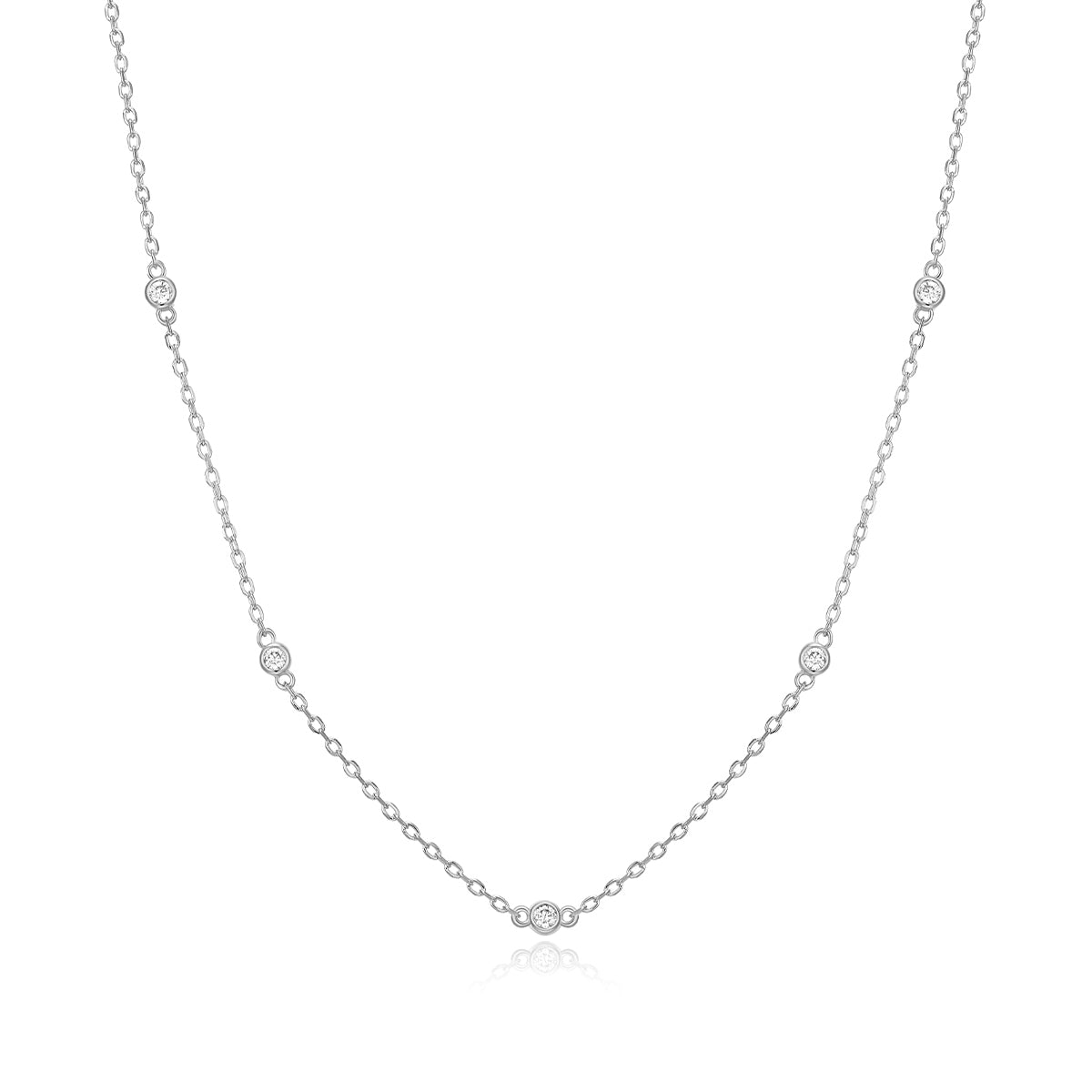 M by Monte Luna 1/10 ct. tw. Lab-Grown Diamond Station Necklace in Sterling Silver