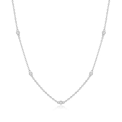 M by Monte Luna 1/10 ct. tw. Lab-Grown Diamond Station Necklace in Sterling Silver
