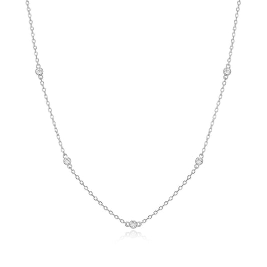 M by Monte Luna 1/10 ct. tw. Lab-Grown Diamond Station Necklace in Sterling Silver