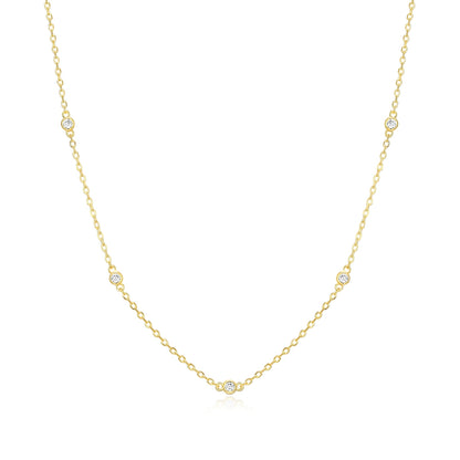 M by Monte Luna 1/10 ct. tw. Lab-Grown Diamond Station Necklace in 14K Yellow Gold Plated Sterling Silver