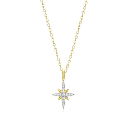M by Monte Luna 1/10 ct. tw. Lab-Grown Diamond Starburst Pendant in 14K Yellow Gold Plated Sterling Silver