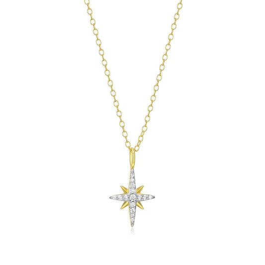 M by Monte Luna 1/10 ct. tw. Lab-Grown Diamond Starburst Pendant in 14K Yellow Gold Plated Sterling Silver