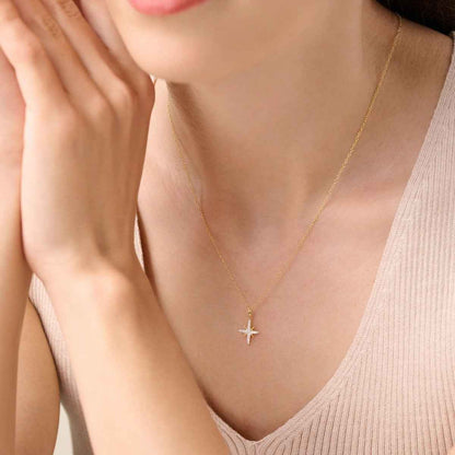 M by Monte Luna 1/10 ct. tw. Lab-Grown Diamond Starburst Pendant in 14K Yellow Gold Plated Sterling Silver front view
