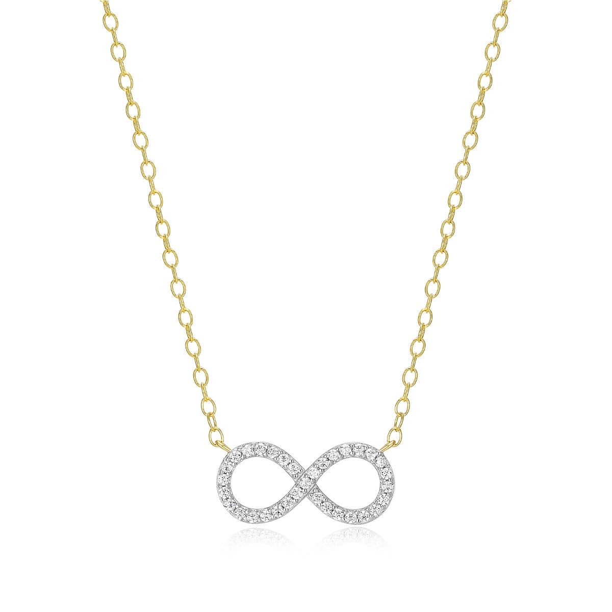 M by Monte Luna 1/10 ct. tw. Lab-Grown Diamond Infinity Necklace in 14K Yellow Gold Plated Sterling Silver
