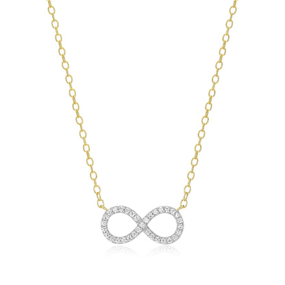M by Monte Luna 1/10 ct. tw. Lab-Grown Diamond Infinity Necklace in 14K Yellow Gold Plated Sterling Silver