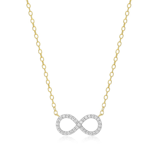 M by Monte Luna 1/10 ct. tw. Lab-Grown Diamond Infinity Necklace in 14K Yellow Gold Plated Sterling Silver