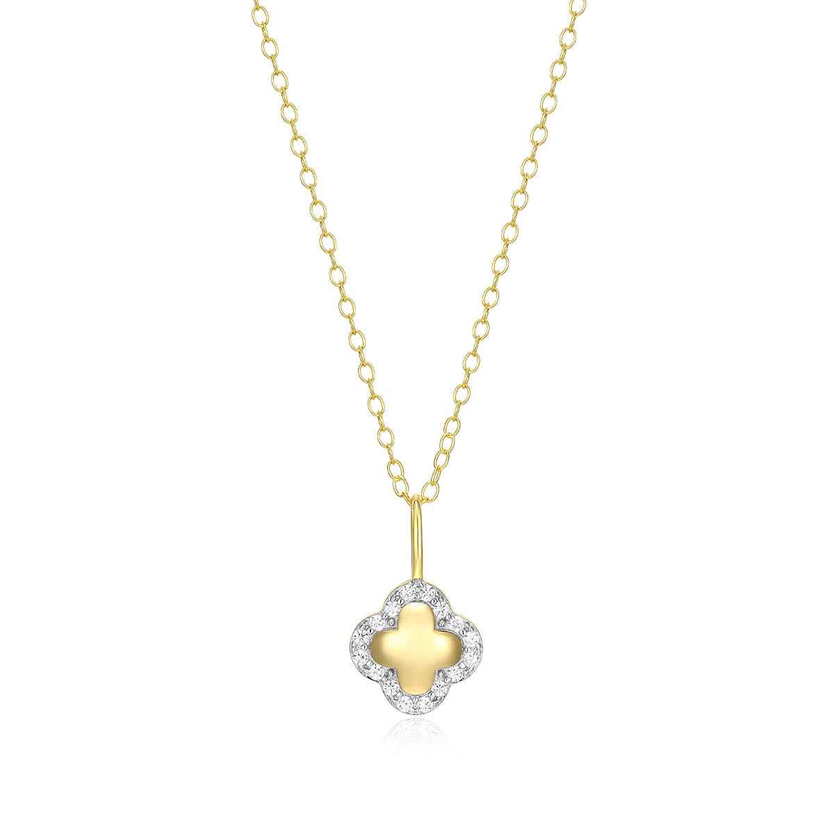 M by Monte Luna 1/10 ct. tw. Lab-Grown Diamond Quatrefoil Pendant in 14K Yellow Gold Plated Sterling Silver