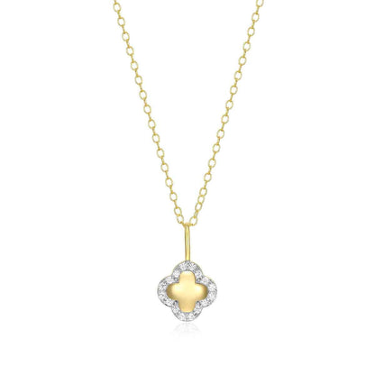 M by Monte Luna 1/10 ct. tw. Lab-Grown Diamond Quatrefoil Pendant in 14K Yellow Gold Plated Sterling Silver