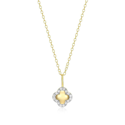 M by Monte Luna 1/10 ct. tw. Lab-Grown Diamond Quatrefoil Pendant in 14K Yellow Gold Plated Sterling Silver