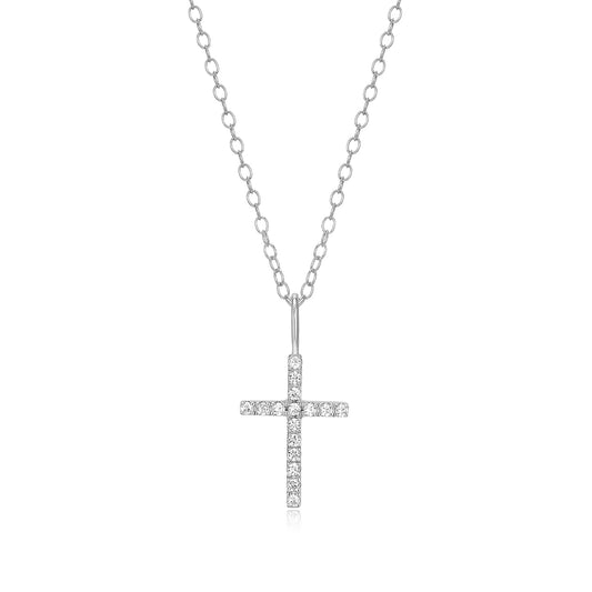 M by Monte Luna 1/10 ct. tw. Lab-Grown Diamond Cross Pendant in Sterling Silver