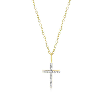M by Monte Luna 1/10 ct. tw. Lab-Grown Diamond Cross Pendant in 14K Yellow Gold Plated Sterling Silver