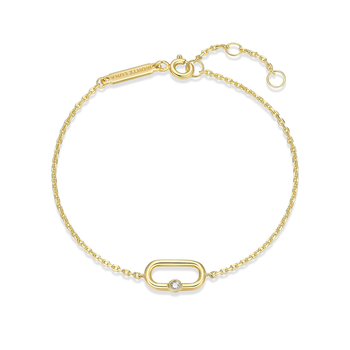 M by Monte Luna Lab-Grown Diamond Accent Paperclip Bracelet in 14K Yellow Gold Plated Sterling Silver